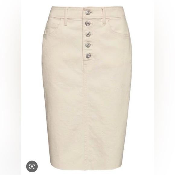 NWOT Banana Republic 0P/00P Mid-Length White Denim Raw Hem Skirt - Picture 2 of 11